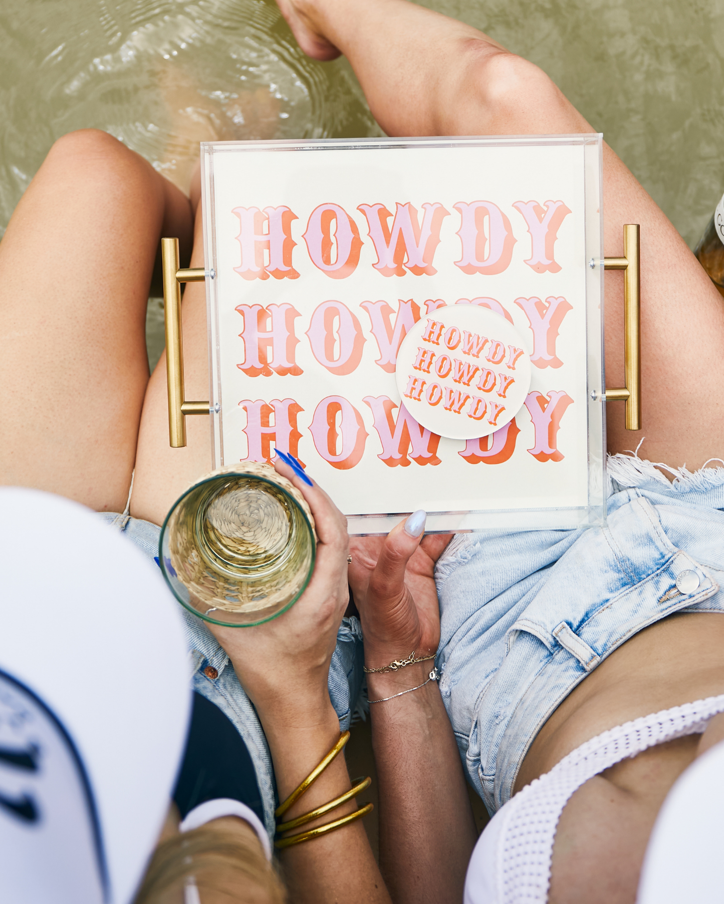 Howdy Acrylic Tray With Gold Handles