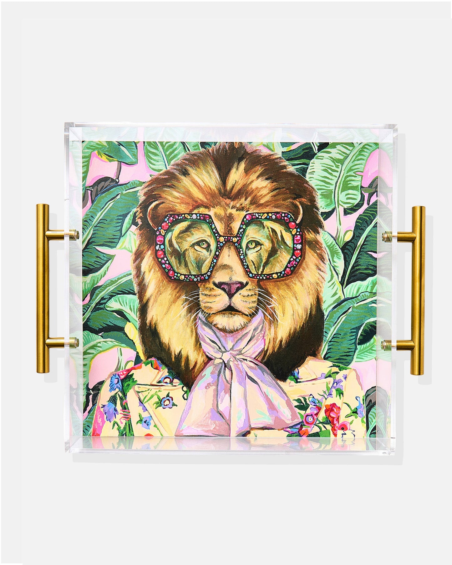 Louis The Lion Acrylic Tray With Gold Handles