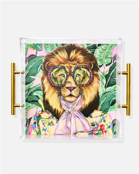 Louis The Lion Acrylic Tray With Gold Handles