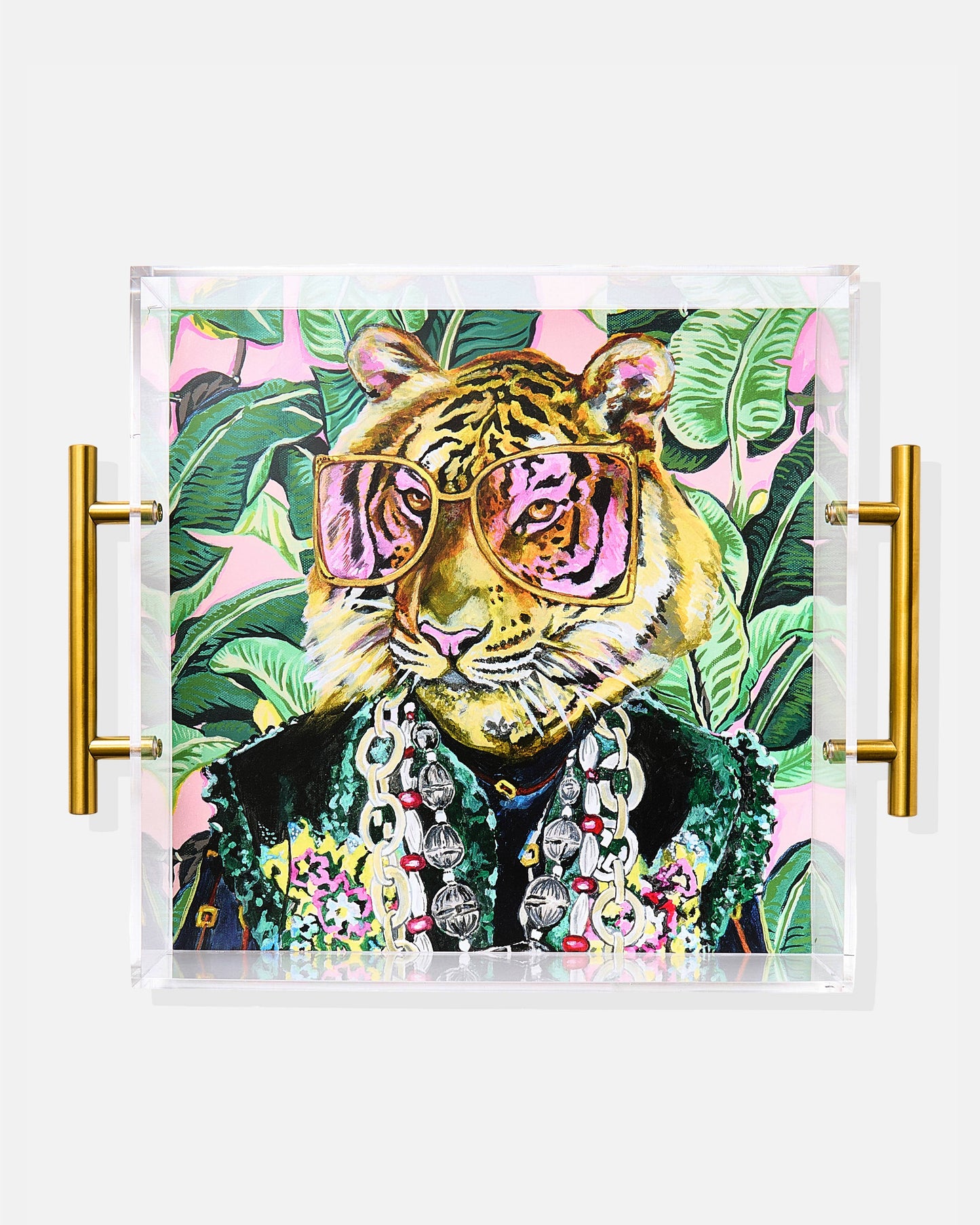 Toby The Tiger Acrylic Tray With Gold Handles