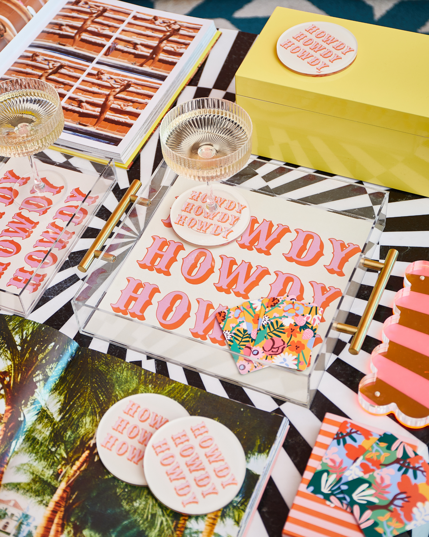 Howdy Acrylic Tray With Gold Handles